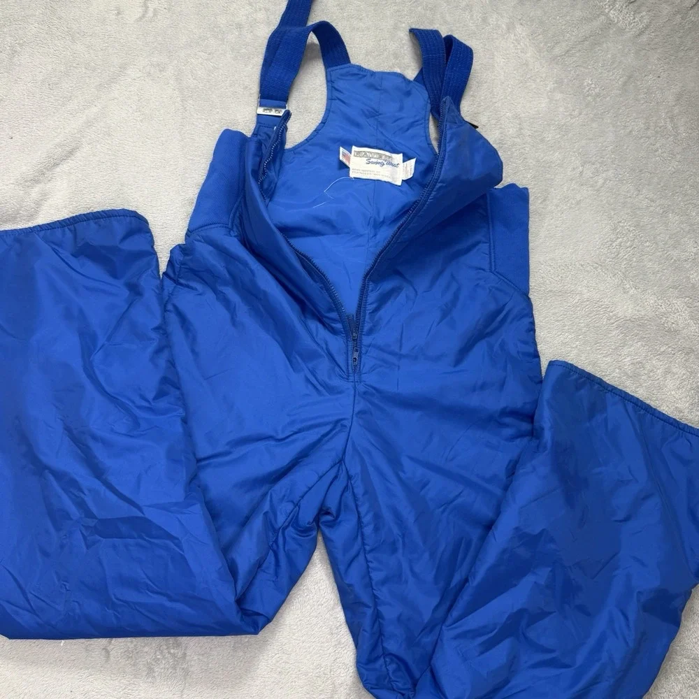 Vintage Raven Swing West Ski Bib Overalls Mens L Blue Insulated Made USA